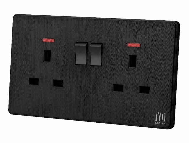 Piano Series - Double 13A Power Socket with Neon