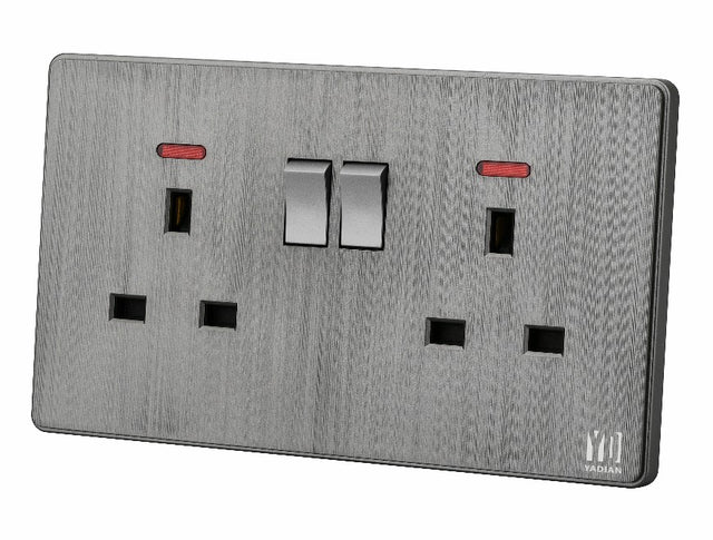 Piano Series - Double 13A Power Socket with Neon