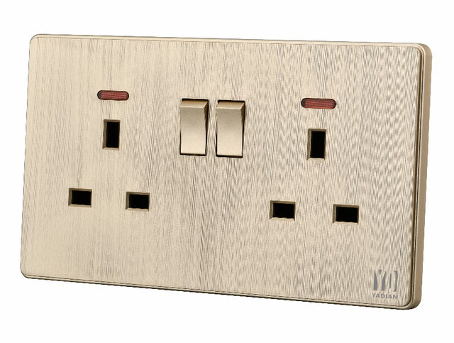 Piano Series - Double 13A Power Socket with Neon